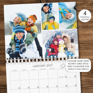 Familienfoto-Collage 4 Fotos pro Monat Kalender