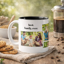 Familienfoto-Collage - 4 Fotos und benutzerdefinie Zweifarbige Tasse