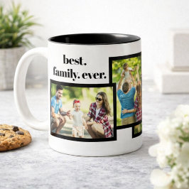Familienfoto-Collage - 4 Fotos und benutzerdefinie Zweifarbige Tasse