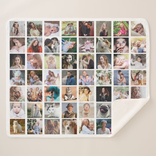 Familienfoto Collage 56 Square Picture Easy Custom Sherpadecke (Vorderseite (Horizontal))