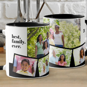 Familienfoto-Collage - 5 Fotos und benutzerdefinie Tasse