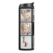 Familienfoto Collage 8 Bilder Schwarzes Muster Thermosbecher (Nach links gedreht)