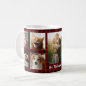 Familienfoto Collage 9 Bilder Rot Kariert Easy DIY Kaffeetasse (Vorderseite Links)