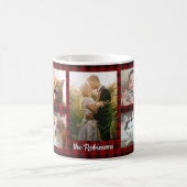 Familienfoto Collage 9 Bilder Rot Kariert Easy DIY Kaffeetasse (Mittel)