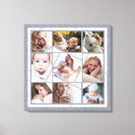 Familienfoto Collage 9 Instagram Bilder | Marmor Leinwanddruck