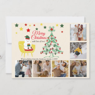 Familienfoto Collage Adorable Niedlich Bären Weihn Feiertagskarte