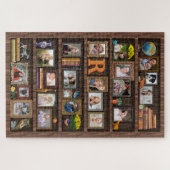 Familienfoto Collage Antique Bookcase Custom Large Puzzle (Horizontal)