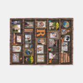 Familienfoto Collage Antique Bookcase Personalisie Fleecedecke (Vorderseite (Horizontal))