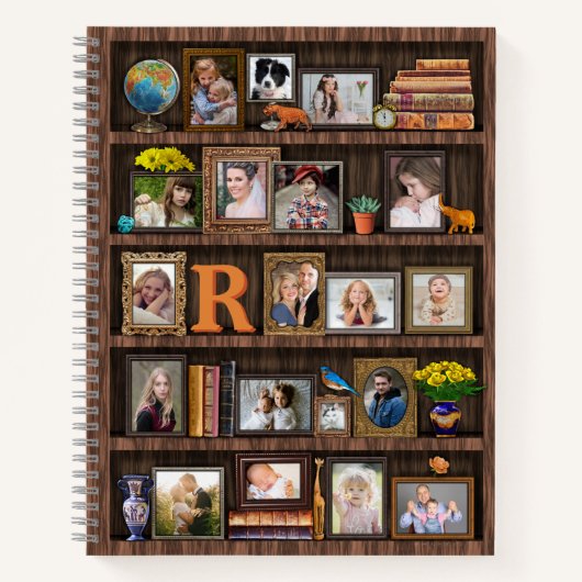 Familienfoto Collage Antique Bookcase Personalisie Notizblock (Vorderseite)