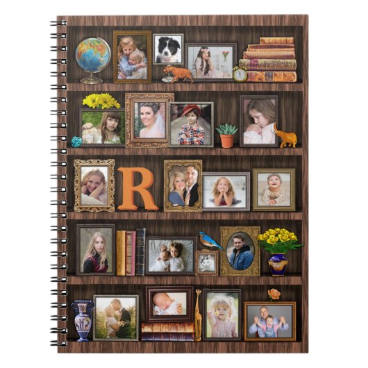 Familienfoto Collage Antique Bookcase Personalisie Notizblock (Vorderseite)