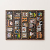 Familienfoto Collage Antique Bookcase Personalisie Puzzle (Horizontal)