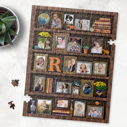 Familienfoto Collage Antique Bookcase Personalisie Puzzle