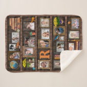 Familienfoto Collage Antique Bookcase Personalisie Sherpadecke (Vorderseite (Horizontal))