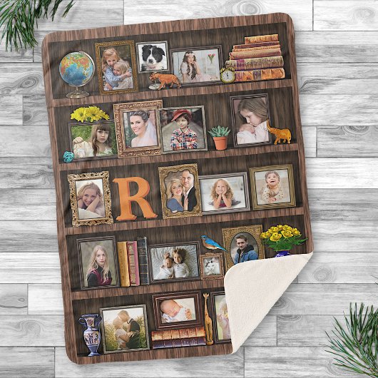 Familienfoto Collage Antique Bookcase Personalisie Sherpadecke