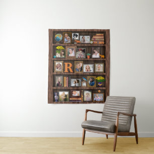 Familienfoto Collage Antique Bookcase Personalisie Wandteppich