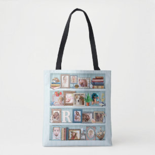 Familienfoto Collage Beach Bookcase Personalisiert Tasche