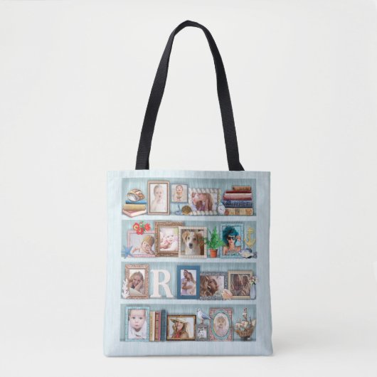 Familienfoto Collage Beach Bookcase Personalisiert Tasche (Vorderseite)