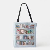 Familienfoto Collage Beach Bookcase Personalisiert Tasche (Rückseite)