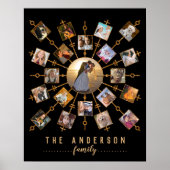 Familienfoto Collage Black Gold + Name 21 Bilder Poster (Vorne)