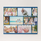Familienfoto Collage Blue Mauerwerk Grid Custom Puzzle (Horizontal)