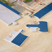 Familienfoto Collage Blue Mauerwerk Grid Custom Puzzle (Seite)