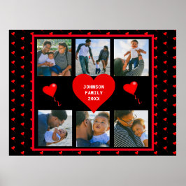 Familienfoto Collage Familie Herz Schwarzer Hinter Poster