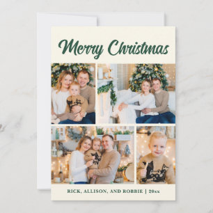Familienfoto-Collage Frohe Weihnachten Grün 