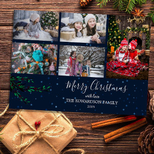 Familienfoto-Collage Frohe Weihnachten Magnetkarte