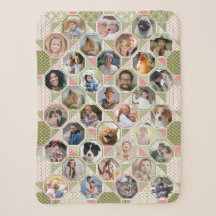 Familienfoto Collage Green Pink Quilt 35 Pic Lg Sm