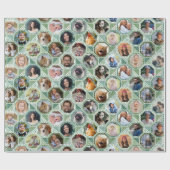Familienfoto Collage Green Quilt Look 28 Bilder le Geschenkpapier (Flach)