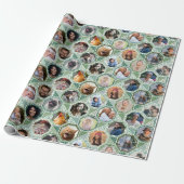 Familienfoto Collage Green Quilt Look 28 Bilder le Geschenkpapier (Ungerollt)