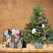 Familienfoto Collage Grid Grün und Rot Weihnachten Fotoplatte