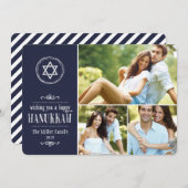 Familienfoto Collage Hanukkah Card Feiertagskarte (Vorne/Hinten)