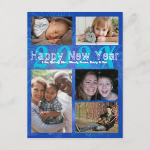 Familienfoto Collage Happy Neujahr Gruß Postc Postkarte