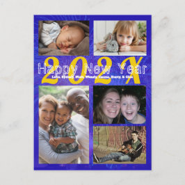 Familienfoto Collage Happy Neujahr Gruß Postkarte