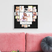 Familienfoto Collage Herz 17 Bilder Name Schwarz Leinwanddruck (Insitu (Wohnzimmer))