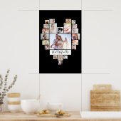 Familienfoto Collage Herz 22 Bilder Schwarz 20x30 Poster (Küche)