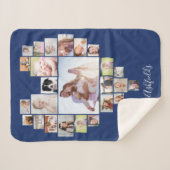 Familienfoto Collage Herz 25 Bilder Name Blau Sherpadecke (Vorderseite (Horizontal))