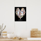 Familienfoto Collage Herz 25 Bilder Name Schwarz Poster (Küche)