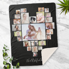 Familienfoto Collage Herz 25 Bilder Name Schwarz Sherpadecke
