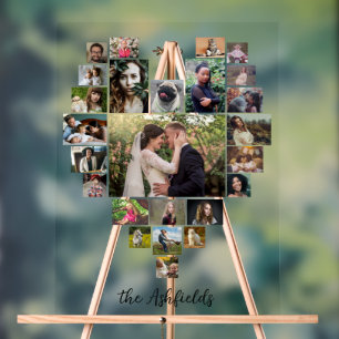 Familienfoto Collage Herz 25 Individuelle Name Acrylschild