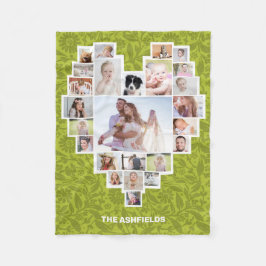 Familienfoto Collage Herz Blumengrün 25 Pic DIY Fleecedecke