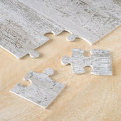 Familienfoto-Collage Herz Rustikaler Name Holzkörn Puzzle (Seite)