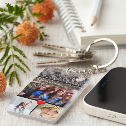 Familienfoto-Collage Herz Schlüsselanhänger (Vorderseite rechts)