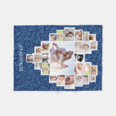 Familienfoto Collage Herzfloralblau 25 Bildname Fleecedecke (Vorderseite (Horizontal))