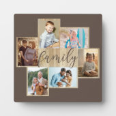 Familienfoto Collage Holzkörner Border Brown Fotoplatte (Vorderseite)