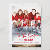 Familienfoto Collage, Jahreszeit froh, rustikal Feiertagskarte (Vorderseite)