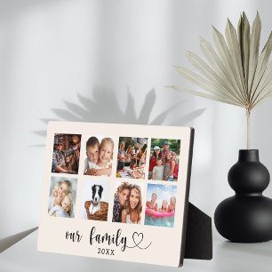 Familienfoto-Collage Liebesschrift beige creme Fotoplatte