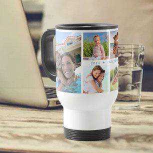 Familienfoto-Collage mit 6 Fotos und individuellem Reisebecher