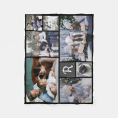 Familienfoto Collage Mit Monogramm 7 Bilder Schwar Fleecedecke (Vorderseite)